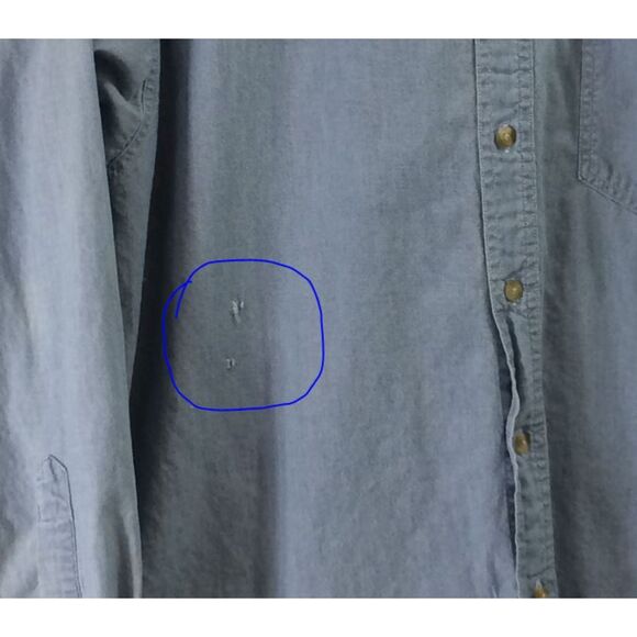 Munsingwear 90s Collarless Denim Shirt Claudio’s Clam Bar Logo Medium Singapore - Picture 5 of 6